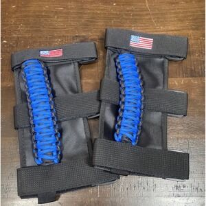 Jeep Wrangler Grab Handles Blue Paracord with American Flag Accent Pair